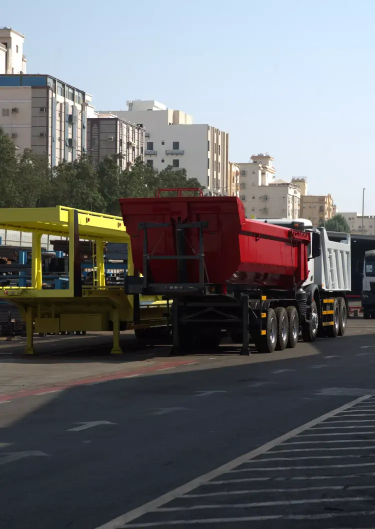 AMI tipper truck body on the road in Saudi Arabia